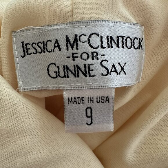 Gunne Sax Yellow Satin Evening Gown 9 Jessica McClintock Y2K Long Formal Dress - Picture 2 of 7